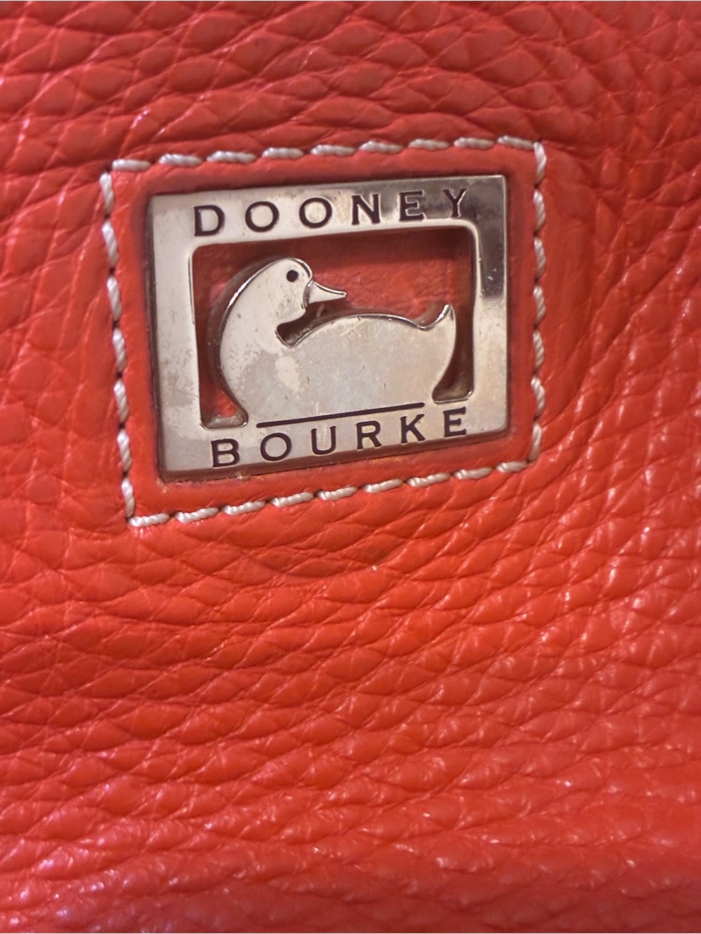 Dooney & Bourke Vibrant Orange Pebbled Leather Satchel with Charm - Picture 6 of 16